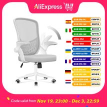 Sedia da ufficio ergonomica Sedia da scrivania con 90 °   Braccioli pieghevoli Supporto lombare Imbottitura in rete traspirante per l'home office