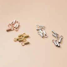 6pcs 100%925 Sterling Silver Round Leather End Connector Clasps Fit 1mm Plated 4 Colors Cords End Buckle DIY Jewelry Accessories