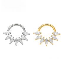 ASTM F136 Titanium Nose Ring Septum Piercing Earrings Rhomboid Colorful CZ Hinged Clicker Segment Hoop Piercing Body Jewelry