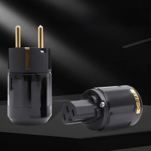 P029E+C029 Schuko Power Plug Hifi Power Plug High Quality Gold Plated One Pair Eu Power Connector + IEC female Connector