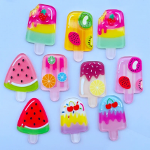 10 Pieces Of Acrylic Cute Mixed Fruit Popsicle Flat Back Scrapbook Kawaii DIY Jewelry Children Gift Hairpin Accessories A64