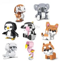Animals Figure Building Blocks Penguin Cow Owl Koala Flamingos Corgi Sea lions Shiba inu girl toys for childrens kids party gift