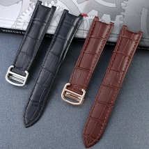 Cowhide  watchband Concave 18*10mm 20*12mm watch strap Calfskin Bracelet Folding Buckle For Cartier PASHA W3108 Watchband