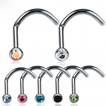 1PC G23 Titanium Nose Screw Stud Piercing Crystal Nariz Piercing Jewelry Twist Nose Stud Bone Fashion Girls 20g&18g