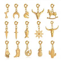 Horse/Cow/Horn/Helm/Cowboy Boot Charms Stainless Steel Western Pendant for Bracelet Necklace Crafts Supplies DIY Jewelry Making