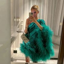 Abito da ballo verde da donna 2025 Mini abito da cocktail con paillettes scintillanti Abito da cerimonia nuziale Abito da gala Abito da sera corto personalizzato