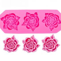 Free shipping 3 beautiful roses flower chocolate wedding DIY fondant baking cooking cake decorating tools silicone mold T0079