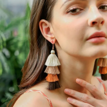 Boho 4 Layered Tassel Drop Earrings For Women Ethnic Long Fringe Statement Dangle Earring Girls Trendy Jewelry Gift
