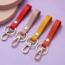 8 Colors PU Leather Keychain Business Gift Key Chains Men Women Car Strap Waist Wallet  Keyrings