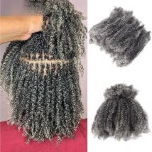 Grey White Virgin Afro Kinky Curly Bulk Human Hair For Braiding Crochet Braiding Hair Extensions Locks For Braids No Weft 50g