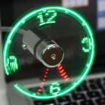 Creative Mini Fan USB Powered LED Clock Real Time Display Summer Cooling Neon Fan USB Gadgets