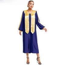 Womens Mens Church Choir Robe Halloween Cosplay Theme Party Cosplay Costume V-neck Long Sleeve Judge Robe Graduation Gown Dress