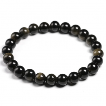 Genuine Black Gold Obsidian Women Men Stretch Powerful Bracelets 6 8 10 12mm  Gemstone Round Beads Natural Stone Bracelet Gift