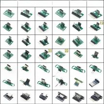 (01-20) Micro Mini USB Type C 2Pin 3.0 2.0 Female Male connector Data Charging Cable Jack Test Board with Pin Header 90 Degree