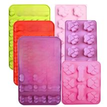 Silicone Molds Puppy Dog Paw Bone Non-Stick Ice Cube Molds for Chocolate Candy Jelly Dog Treats, Cupcake Baking Mould Muffin pan