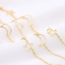 Korean DIY chain accessories copper metal 14K gold plated star and moon chain jewelry making material