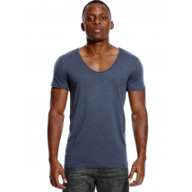 Scoop Deep V Neck T Shirt for Men Low Cut Vneck Wide Vee Top Tees Fashion Male Tshirt Invisible Undershirt Slim Fit Short Sleeve