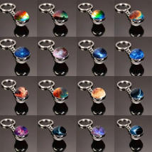 Creative Anime Key Ring Universe Galaxy Nebula Double-Sided Luminous Glass Ball Keychain Galaxy Planet Pendant Key Chain Gifts