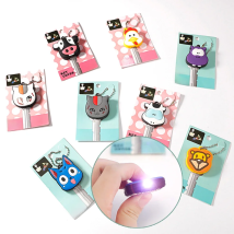 Creative Cartoon Key Cover With Small LED Light Cute Key Chain Pendant Mini Silica gel Key Case Key Control Dust Cover Holder