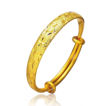 Wholesale Jewelry-- Embroidery Star Bangles For Women Wedding Jewelry Push Pull Pure Gold Color