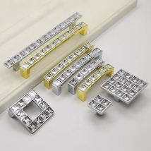 Crystal Glass Knobs Cabinet Handles Silver Crystal Cupboard Pulls Drawer Knobs Kitchen Furniture Handle Hardware Accessories