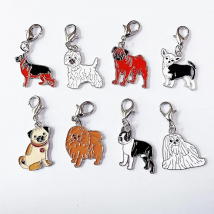 2PCS/LOT Pet dog Bag metal charm Pug  DIY Key Chain Animal enamel corgi dog charms for jewelry making earring pendant bracelet