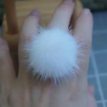 4 cm Fluffy Fur Ring For Woman Cute Fashion Stainless Steel Wedding Party Finger Ring Gifts