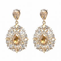 Wholesale JUJIA New Fashion Jewelry Champagne Color Brincos Rhinestone Crystal Drop Earrings For Women Gift