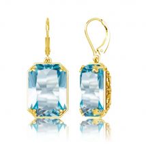 Real 100% 925 Silver Earrings Aquamarine 14K Gold Plated Drop Earrings For Women Fine Jewelry Wedding Gift Handmade