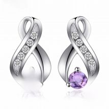 JewelryPalace Infinity Genuine Natural Purple Amethyst 925 Sterling Silver Stud Earrings for Women Fashion Gemstone Earrings
