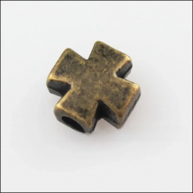 30New Tiny Smooth Cross Charms Antiqued Bronze Color Spacer Beads 8mm