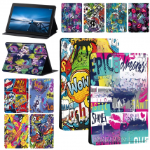 Tablet Case for Lenovo Tab M10 X605F X505F/Tab M10 PLUS X606F X/Tab E10 TB-X104F/TB-X104L Cover Leather Graffiti Pictures Case