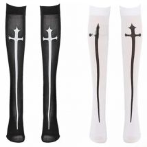 Nun Costume Nun Dress Hat Cross Pendent Necklace Glove Knee Thigh High Socks for Halloween Cosplay Carnival Theme Party Dropship