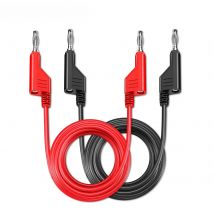 PEAKELECT P1036 1Pair Dual Stackable 4mm Banana Plug Multimeter Test Leads 1m Electrical Test Cables Red and Black 1000V 15A
