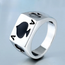Spade A Playing Card Ring 316L Stainless Steel Man's Fashion Jewelry Retro Personality BR8-043 US Size