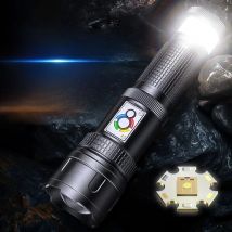 High Power Rechargeable LED Flashlight Zoomable Led Flashlight With Tail Light Torch For Outdoor Camping Hiking Emergency Lamp