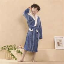 Boys Girls Velvet Bathrobes Children Autumn Winter Dressing Gown Baby Pajamas Kids Bath Robes