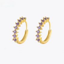 ROXI Romantic Colorful Zircon Crystals Gemstones Round Hoop Earrings for Women Wedding Earrings 925 Sterling Silver Jewelry