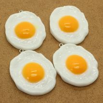 52mm Bigger Simulation Fried Eggs Resin Food Charms Interesting Crafts Keychains Key Ring Necklace Pendants Diy For Jewelry Make