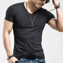 MRMT Brand New Mens T Shirt Pure Color V Collar Short Sleeved Men T-Shirt Black Tights Man T-Shirts Fitness For Male Clothes