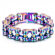 18mm Heavy Punk Rock Men Rainbow Blue Bike Biker Motorcycle Chain Bracelet Jewelry Women Titanium Steel Bicycle Bracelet Bangle