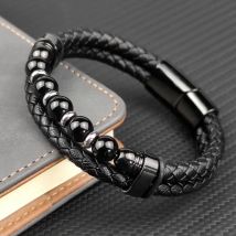 Jewelry 2025 Jewelry Chakra Men's Rosary Stainless Steel Chain Beads For Bracelets Genuine Leather Women Magnetic Natural Stone