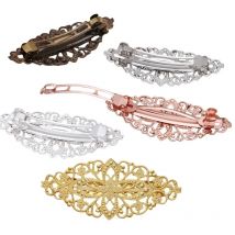 BoYuTe (10 Pieces/Lot) Metal Brass Filigree Flower Hairpin Base Women Hair Clips Handmade Materials