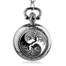 Fashion Silver Tree Of Life Quartz Pocket Watch Necklace Pendant Women Men Jewelry Watch