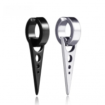 SOHOT Anti-allergic Titanium Steel Black Silvercolor Triangle Earrings Clip Geometry Punk Wholesale Unisex HipHop Man Party Gift