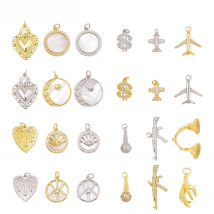 Fashion Heart Leaves Charms for Necklace Bracelet Keychain Paved Zircon Airplane Pendant DIY Jewelry Accessories 2Pcs Wholesale