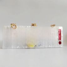 Pearl White Name Letter Hello  Acrylic Clutch Bags Party Evening  Purse Lady Flap Female  Perspex Bag Handbags for Women Wallet