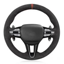Customized Non-slip Black Suede Leather Braid Car Steering Wheel Cover For Hyundai Veloster N 2019-2021 i30 N 2018 2019 2020