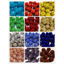 AAA+ Quality 8mm All Size Color Polymer Clay with 5 Rows Glitter Rhinestone Glass Ball Beads DIY Bracelet Necklace Accessories