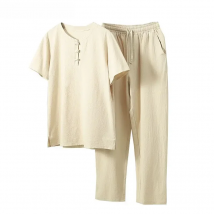 MFERLIER Summer Men Shirt 5XL 6XL 7XL 8XL 9XL 10XL Bust 157cm Loose Large Size Shirt With Pants 5 Colors